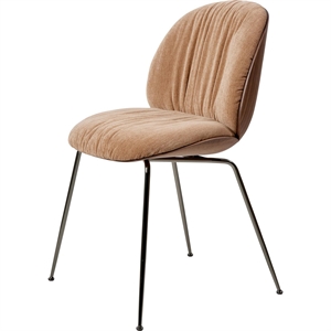 Gubi Beetle Soft Esszimmerstuhl Schwarzes Chrom/ Amerikanischer Walnuss/ Belsuede Special/Dedar 132