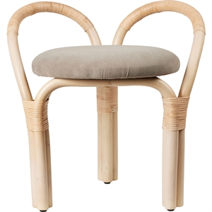 Gubi Bistra Hocker Naturlackiertes Rattan/Fustagno Limonta 002