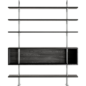 Gubi Keen 160 Regalsystem 4 Böden & Box Edelstahl/Eschenfurnier