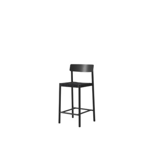&Tradition Betty TK12 Thekenstuhl, Esche Schwarz lackiert/Geflecht Aus Schwarz Leinen