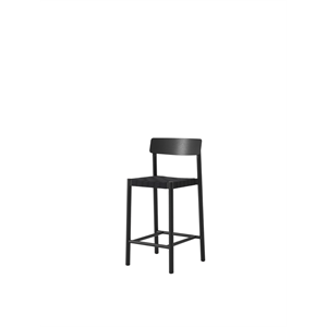 &Tradition Betty TK12 Thekenstuhl, Esche Schwarz lackiert/Geflecht Aus Schwarz Leinen