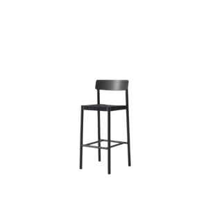 &Tradition Betty TK15 Barhocker, Esche Schwarz lackiert/Geflecht Aus Schwarz Leinen