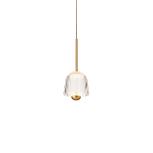 Nuura Asteea 1 Pendelleuchte , Satin Messing/ geriffelt, Klar