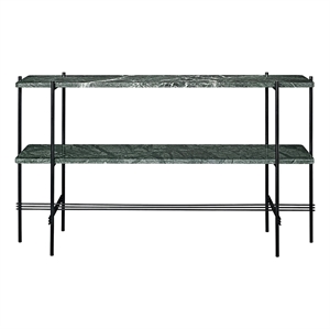 Gubi TS Konsolentisch 120x72 mit 2 Regalen Schwarz/ Grüner Guatemala-Marmor