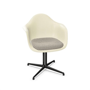 Vitra Eames Fiberglas DAL Esszimmerstuhl mit Sitzkissen, Pergament/Karo/Glatt, Dunkelbraun