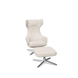 Vitra Grand Repos Sessel mit Hocker Nubia Elfenbein/Perle/ Chrom