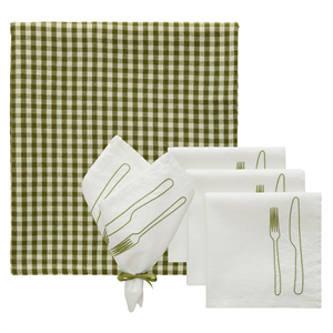Decotique La Tavola & Oliva Teeservice 4 Servietten + 1 Tischdecke Oliv/ Grün