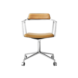 Vipp 452 Drehstuhl mit Rollen Kamel/Leder