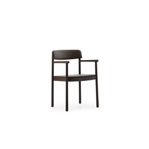 Normann Copenhagen Timb Esszimmerstuhl mit Armlehnen, Gepolstert, Braun/schokoladenbraunes Leder
