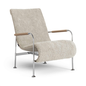 Schwedischer Schlangen-Sessel Chrom/ Schaffell Moonlight/Natur 8800