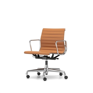 Vitra EA 118 Bürostuhl mit Dreh-/Armlehnen-/Wippmechanik Leder Cognac/ Chrom Chrom