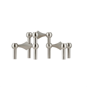 STOFF Nagel Kerzenhalter-Set, 3er-Set, Gebürstet Chrom