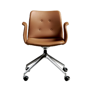 Bent Hansen Primum 4-Star Esszimmerstuhl mit Rollen, Polierter Stahl/Zenso 3 223