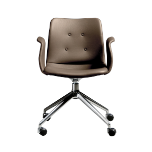 Bent Hansen Primum 4-Star Esszimmerstuhl mit Drehgelenk und Rollen, Polierter Stahl/Zenso 3 292