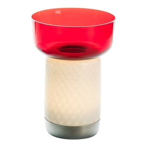 Artemide Bontá Tragbare Lampe Rot mit Glasschale