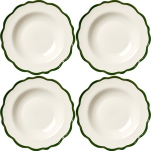 Decotique Fleur Schale 23cm 4er Set Weiß/ Dunkelgrün
