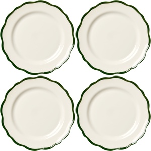Decotique Fleur Beilagenteller 21cm 4er Set Weiß/ Dunkelgrün
