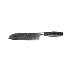 Mareld Akio Japanisches Santokumesser mit Olivenschliff, 18 cm, Schwarz