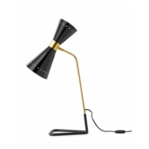 Stilnovo Megafono Tischlampe 2 Gold/ Schwarz/Elfenbein