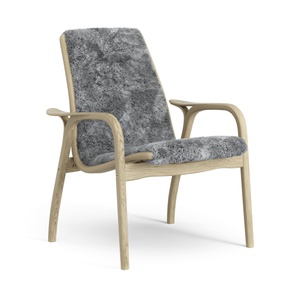 Swedese Laminat-Sessel Eichenfurnier/Skandinavisches Grau/Schaffell