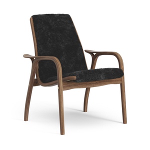 Swedese Laminatsessel Lackiert Walnuss/ Schwarz/ Schaffell