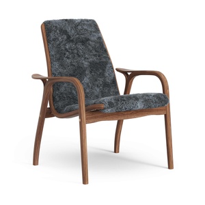 Swedese Laminat-Sessel, Lackiert, Walnuss/Anthrazit/Schaffell