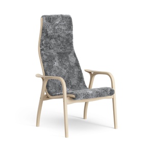 Swedese Lamino Sessel Hoch, Lackierte Buche/Skandinavisches Grau/Schaffell