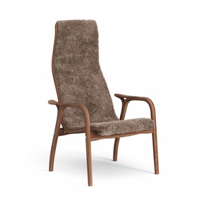 Swedese Lamino Sessel Hoch Lackiert Walnuss/Sahara/Schaffell