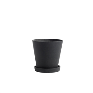 HAY Flowerpot mit Untertasse M Schwarz