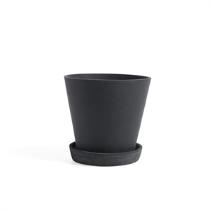 HAY Flowerpot mit Untertasse L Schwarz