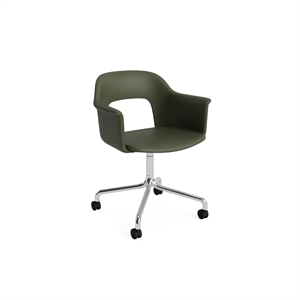 HAY Layout 264 Esszimmerstuhl mit Armlehne und Drehfunktion, Farbe: Grano Caper Green/ Aluminium