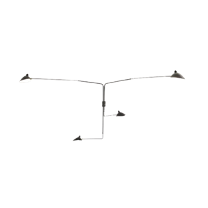 Serge Mouille Wandlampe mit 4 Drehbaren Geraden Armen , Schwarz