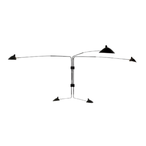 Serge Mouille 5 Drehbare Wandlampe mit Geraden Armen, Schwarz