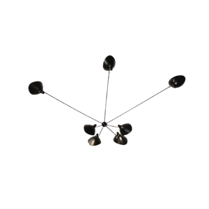 Serge Mouille Spider 7 Feste Arme Wandlampe Schwarz