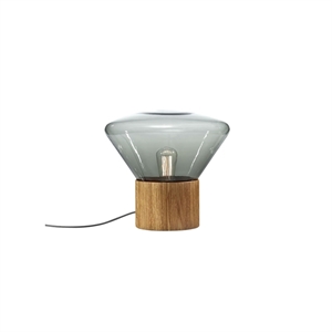 Brokis Muffins Wood 01 Tisch-/ Stehlampe, Geräuchert und Natürliche Eiche mit Schwarz Leitung