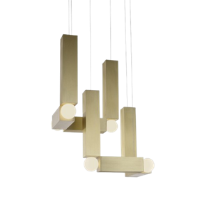 Lee Broom Vesper Duo Pendelleuchte mit Baldachin , Gebürstet Gold