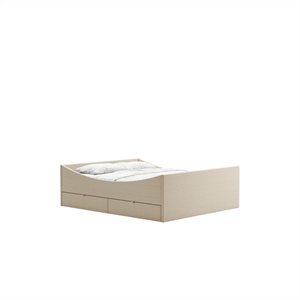 RYE Gebogenes Bettgestell mit 4 Schubladen 140x200 Beige