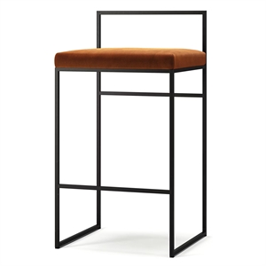 Department Barhocker mit Rückenlehne 80 cm Schwarz/ Kupfer Glow Velours