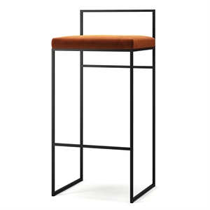 Department Barhocker mit Rückenlehne 90 cm Schwarz/ Kupfer Glow Velours