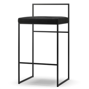 Department Barhocker mit Rückenlehne 80 cm Schwarz/ Schwarz Samt