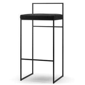 Department Barhocker mit Rückenlehne 90 cm Schwarz/ Schwarz Samt