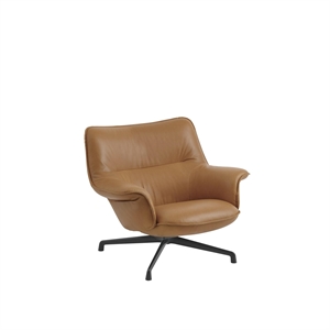 Muuto Doze Sessel mit Niedriger Rückenlehne, Raffiniertes Leder, Cognac/Anthrazitschwarz