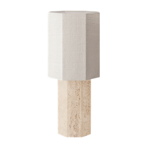 Louise Roe Eight Over Eight Tischlampe Grande Travertin/Jute Weiß