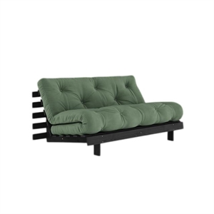 Karup Roots Schlafsofa mit Roots Matratze 160x200 Olivgrün/ Schwarz Lackiert
