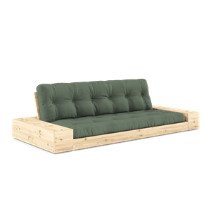 Karup Design Lampensockel Schlafsofa mit Seitenkasten und 5-lagiger Matratze, Klar/ Olivgrün