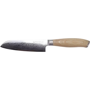 Mareld Akio Japanisches Santokumesser 13 cm Helles Holz