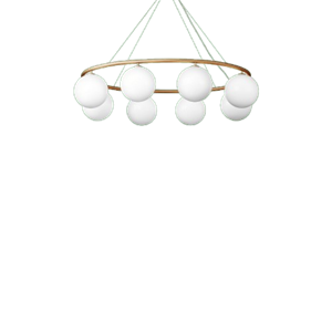 Nuura Miira 8 Ovaler Kronleuchter Messing/ Opal