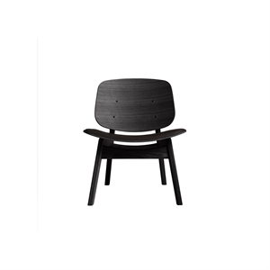 Ro Collection Pandora Sessel, gepolsterte Sitzfläche, schwarz lackierte Eiche/dunkelbraunes Leder