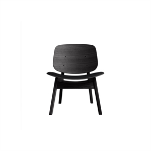 Ro Collection Pandora Sessel, gepolsterter Sitz, schwarz lackierte Eiche/ Schwarz Leder