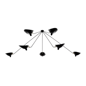 Serge Mouille Spider 7 Feste Arme Deckenleuchte Schwarz